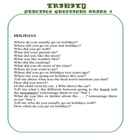 Preguntas tipo parte conversación grado 4