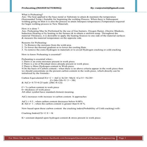 Preheating full (Manufacturing Technology) | PDF