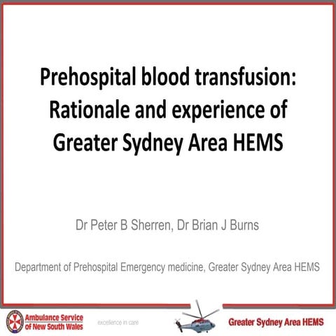 Prehospital blood transfusion