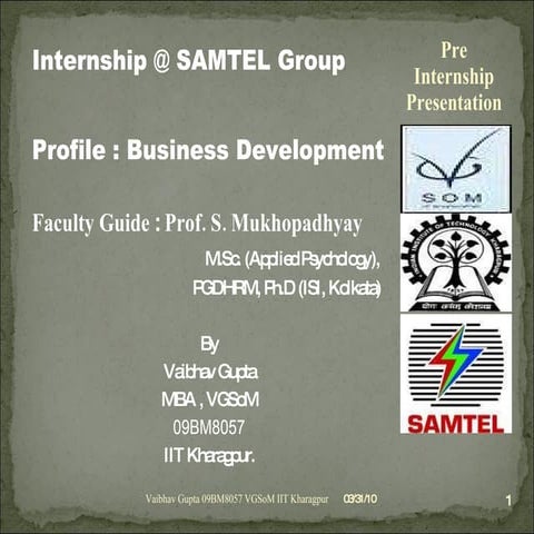 Pre Internship Vaibhav Gupta Samtel