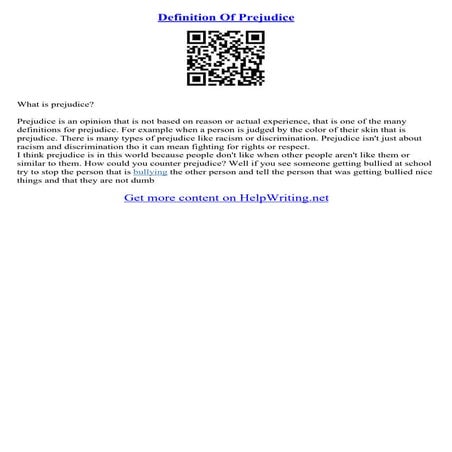 Prejudice Essay