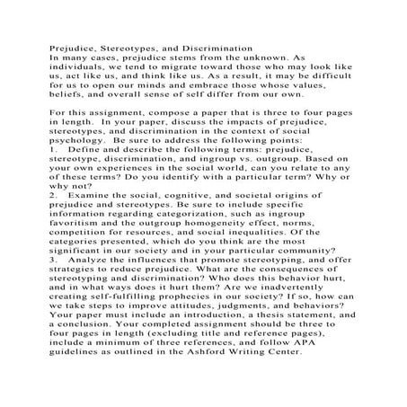 Prejudice, Stereotypes, and DiscriminationIn many cases, prejudice.docx