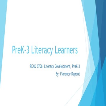 Pre k 3 literacy learners