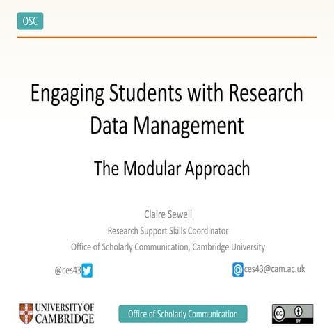 Engaging Students with Research Data Management: The Modular Approach