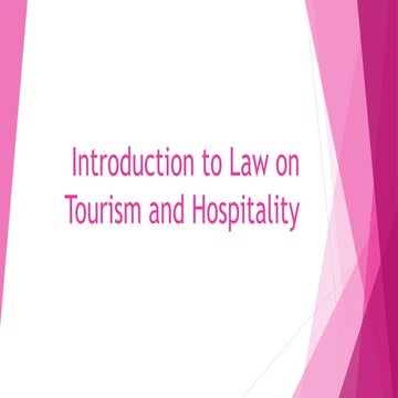 Legal Aspects in Tourism and Hospitality Laws