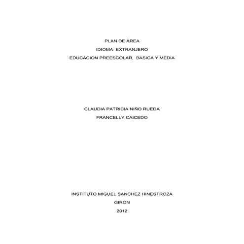 Preliminares  plan de área idioma extranjero