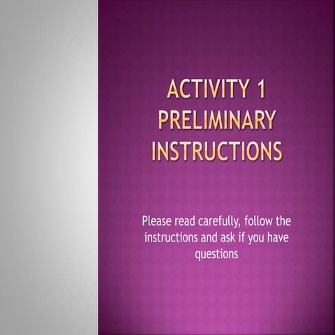 Preliminary activity 1