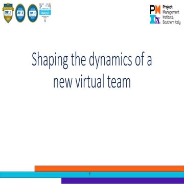 Shaping the dynamics of a new virtual team - Tony Llewellyn and Paolo Fidelbo