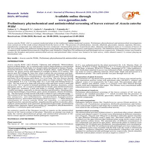Preliminary phytochemical and antimicrobial screening of leaves extract ...