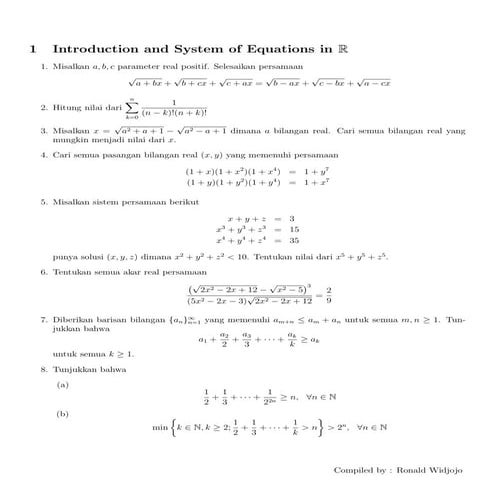 Preliminary problems