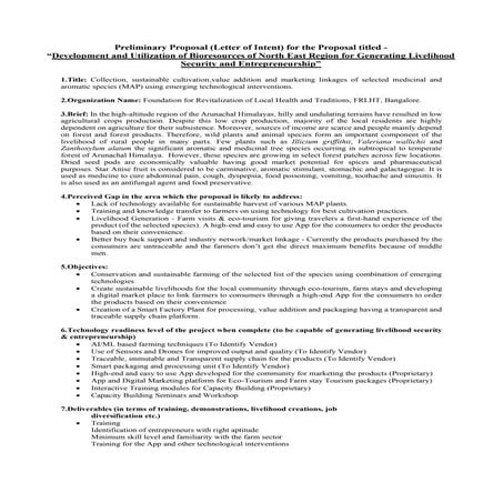 Preliminary proposal (letter of intent)