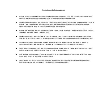 Preliminary risk assessment | DOCX