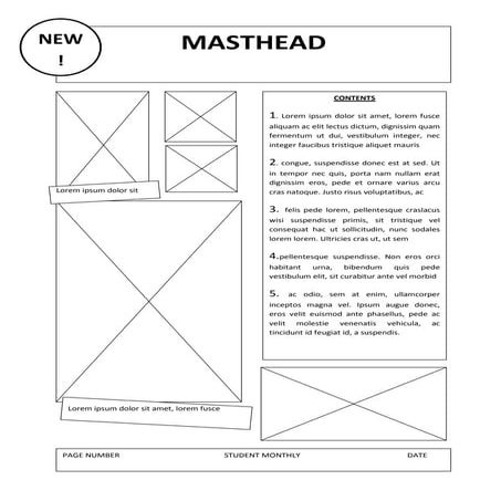 Preliminary task contents page