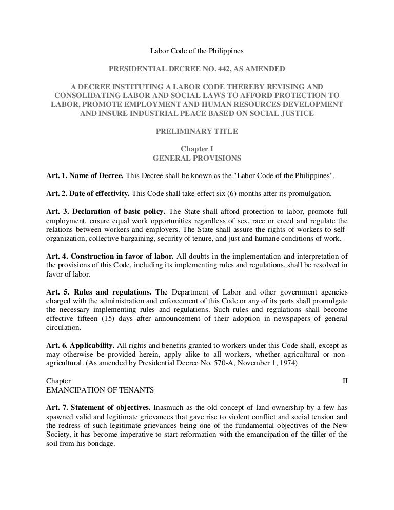 Labor Code Preliminary title