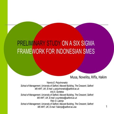 Preliminery study six sigma sme in indonesia