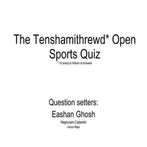 KQA Open Sports Quiz-Prelims