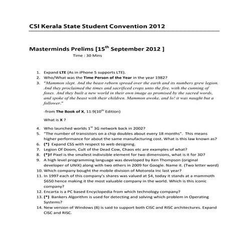 Masterminds Prelims