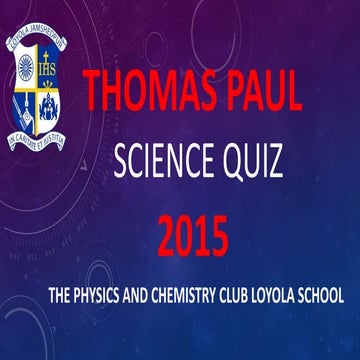 Thomas Paul Science Quiz 2015