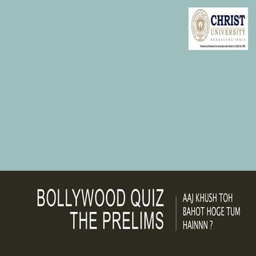 BOLLYWOOD QUIZ PRELIMS with ANSWERS 2017
