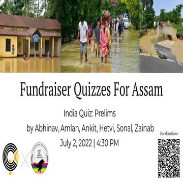 Open India Quiz Prelims: CQD Fundraiser Quizzes for Assam