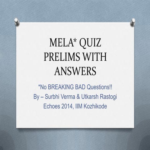 MELA Quiz | Prelims | Echoes 2014 | IIM Kozhikode