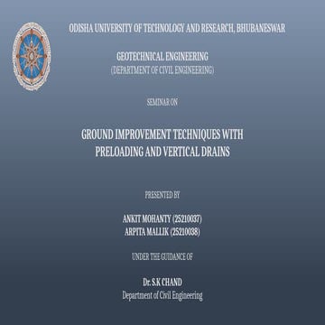 Preloading and Vertical Drains power point presentation