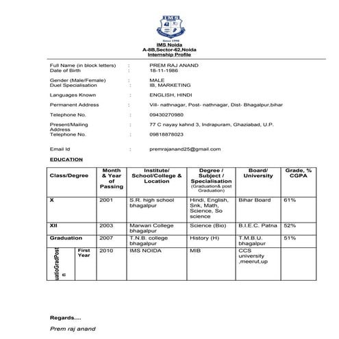 Prashant cv | DOC