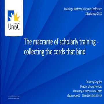 The macrame of scholarly training - collecting the cords that bind 