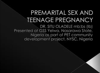 Premarital sex and teenage pregnancy