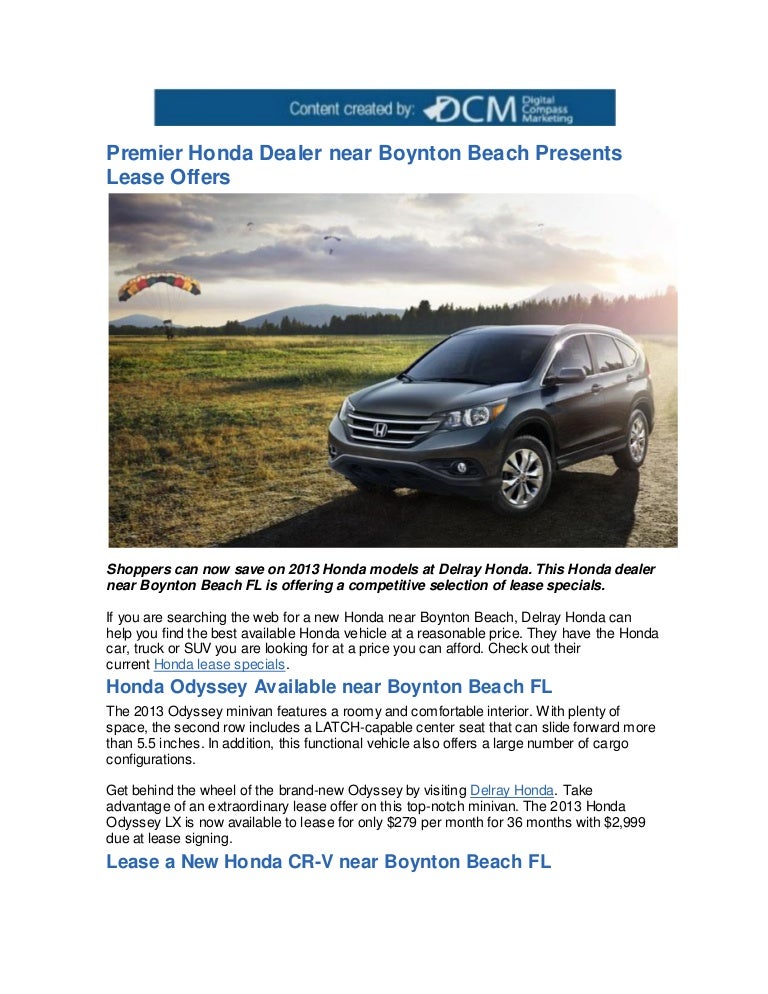 Honda Odyssey Lease >> Premier Honda Dealer Near Boynton Beach Presents Lease Offers Honda Odyssey Lease >> Premier Honda Dealer Near Boynton Beach Presents Lease Offers