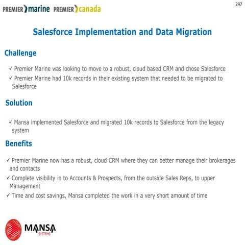 Premier Marine  Salesforce Implementation and Data Migration