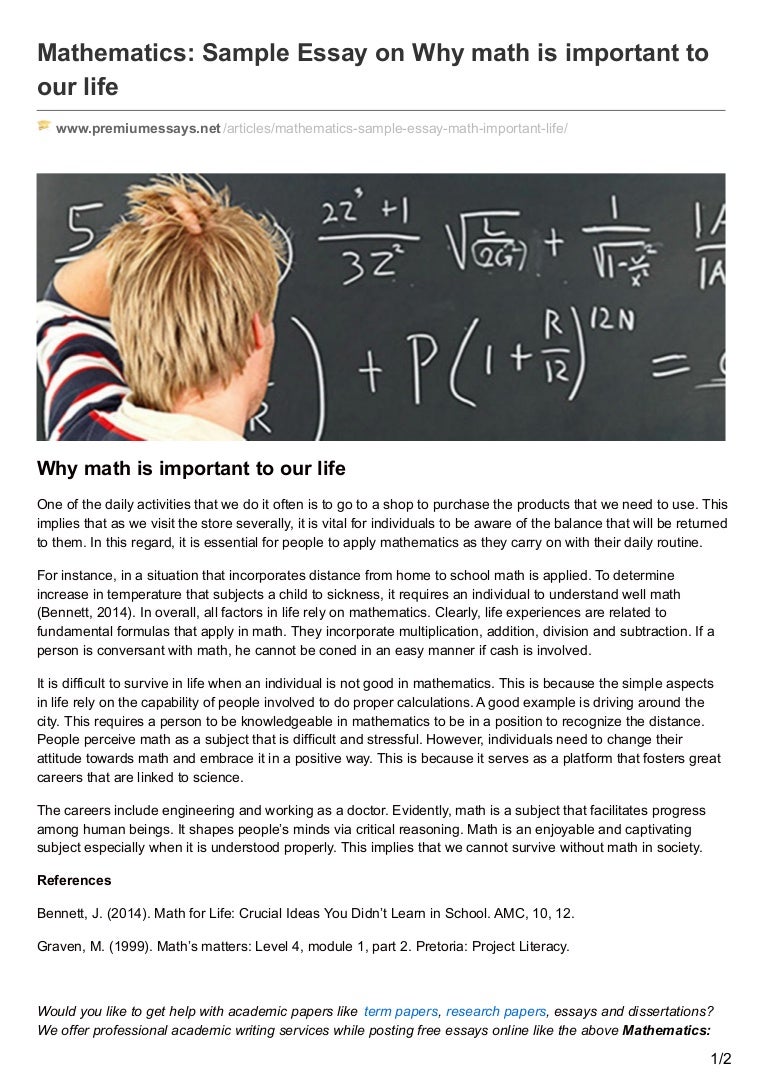 How To Write A Thesis Statement For A Essay Maths In Daily Life Essay Why Our Kids Don T Get Math The Daily Riff About English Language Essay also Persuasive Essay Examples High School Maths In Daily Life Essay Barcafontanacountryinncom Business Essay Format