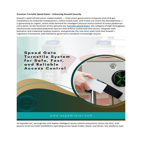 Oman's Advanced Turnstile Speed Gates for Secure Access Control | PDF