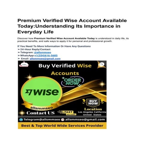 Premium Verified Wise Account Available Today .pdf