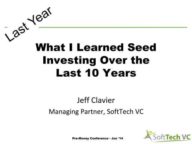 [PreMoney SF 2015] SoftTech VC >> J...