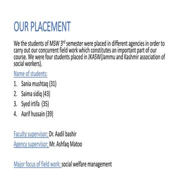 social welfare management presentation by aasim ur rehman