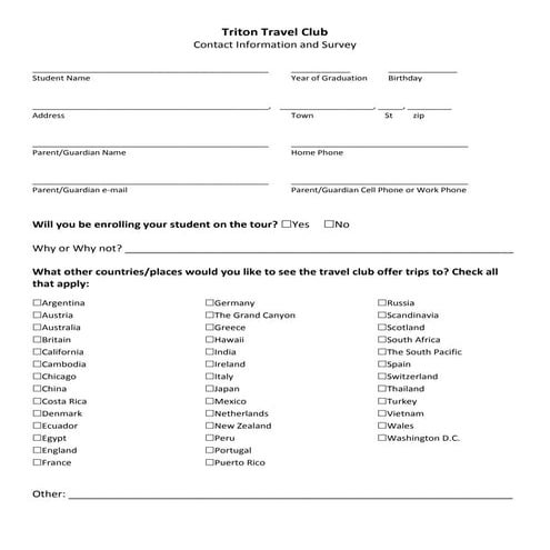 Parent night contact&survey