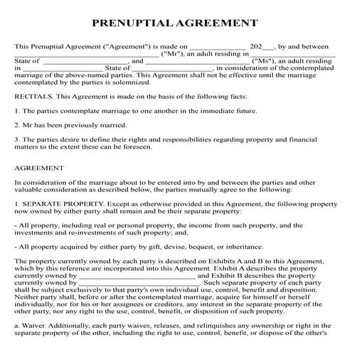 Free Prenuptial agreement