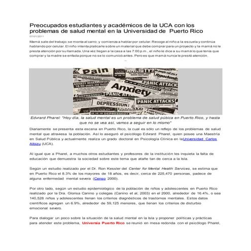 Preocupados estudiantes y académicos de la uca con los problemas de salud men...