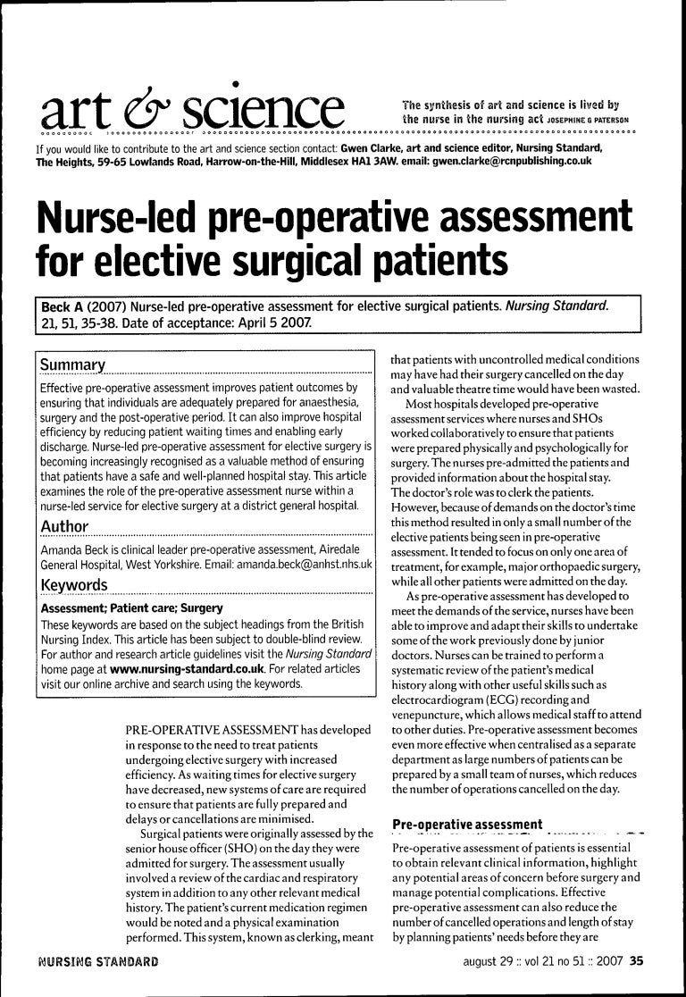 Pre Op Assessment