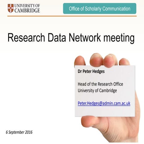 Opening remarks, research data network
