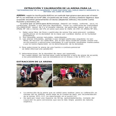 Preparacion y extraccion de la arena  para ensayo de densidad in situ