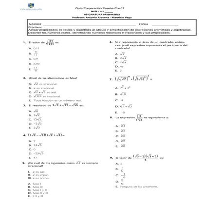 Ejercicios Raices y Logaritmos