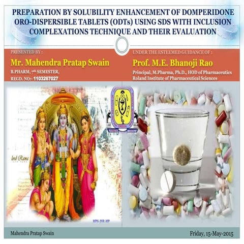 Preparation by solubility enhancement of domperidone oro dispersible tablets ...