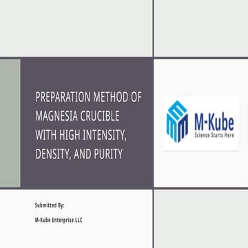 Preparation Method of Magnesia Crucible with High Intensity, Density, and Pur...
