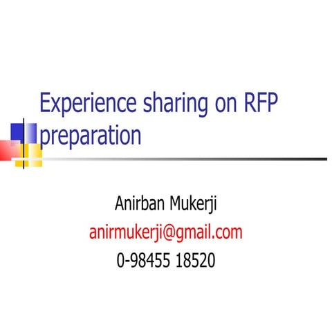 Guidelines for preparation of a RFP for e governance projects