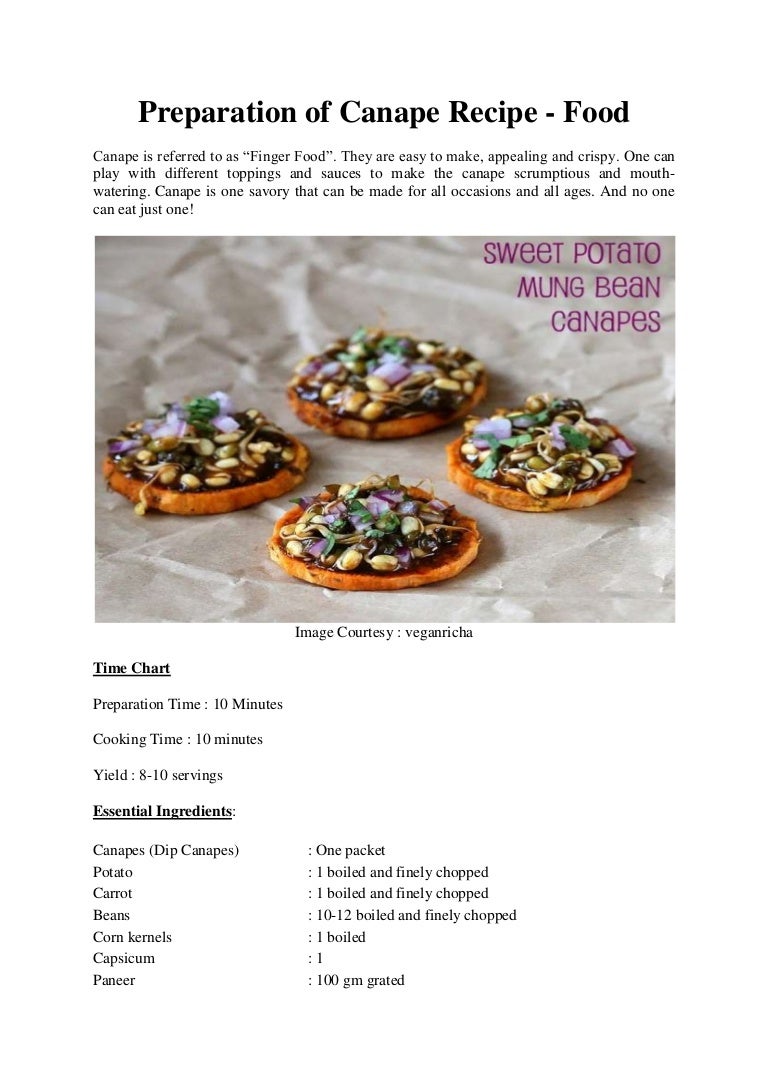 Preparation Of Canape Recipe