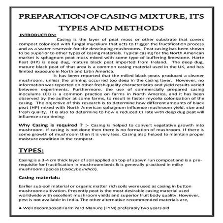 Preparation of casing mixture