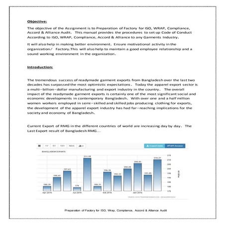 Preparation of factory for iso, wrap, compliance, accord alliance audit