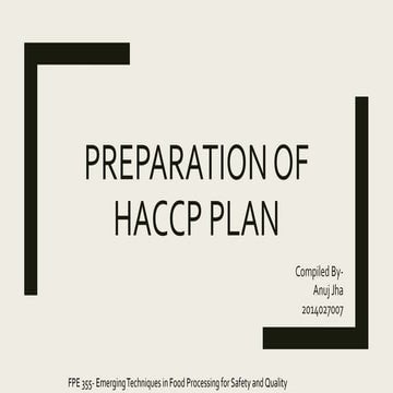 Preparation of haccp plan